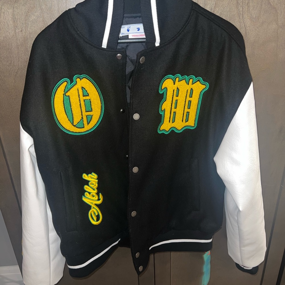 OFF-WHITE C/O VIRGIL ABLOH VARSITY JACKET - BLACK/YELLOW